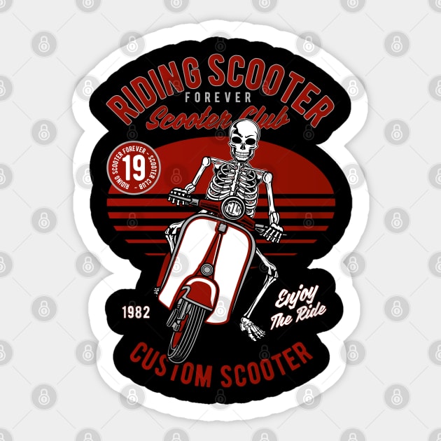 Riding Scooter Sticker by RockabillyM